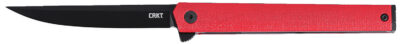 CRKT 7097RK CEO Flipper EDC 3.35″ Folding Plain Black EDP AUS-8A SS Blade, Red GRN Handle