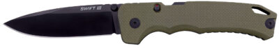 Cold Steel CSFL40AT Swift III EDC 4″ Folding Plain Black PVD CPM M4 Steel Blade, OD Green Textured G10 Handle, Presentation Box