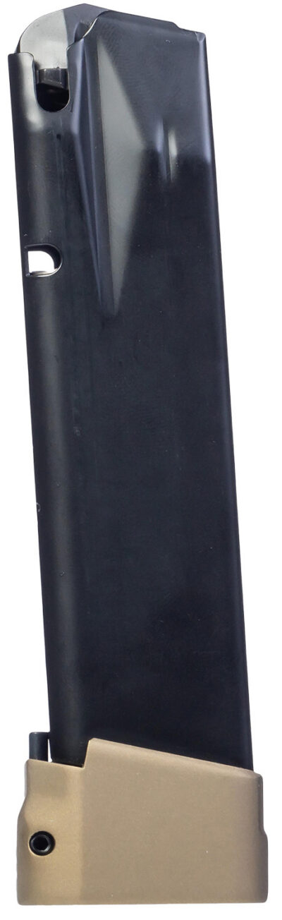 FULL SIZE 9MM LUGER HANDGUN MAGAZINE TP9/METE SFX FULL SIZE 9MM LUGER 18RD MAG W/+3 EXT BRONZE