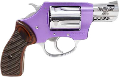 Charter Arms 53804 Off Duty Coyote 380 ACP 5rd 2″ High Polished Ported Barrel & Cylinder, Lavender Aluminum Frame, Rosewood Checkered Grip, Standard Hammer