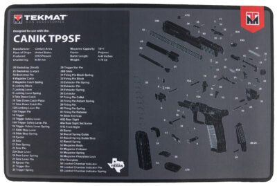 TekMat TEKR17CANIKTP9SF  Cleaning Mat Black/Gray Rubber 11″x17″ Canik TP9SF Diagram