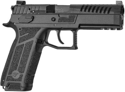 CZ-USA 91670 P-09 F Nocturne Full Size Frame 9mm Luger 19+1 4.53″ Black Steel Barrel, Black Optic Cut/Serrated Steel Slide, Black Polymer Frame w/Picatinny Rail, Textured Grip
