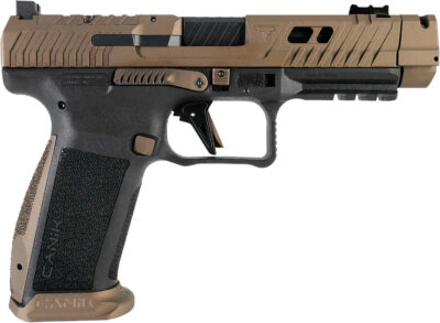 Canik HG7864N TTI Combat Full Size Frame 9mm Luger 10+1 4.60″ Black Nitride Fluted/Ported Barrel, Burnt Bronze Cerakote Optic Cut/Serrated Steel Slide, Black Polymer Frame w/Picatinny Rail
