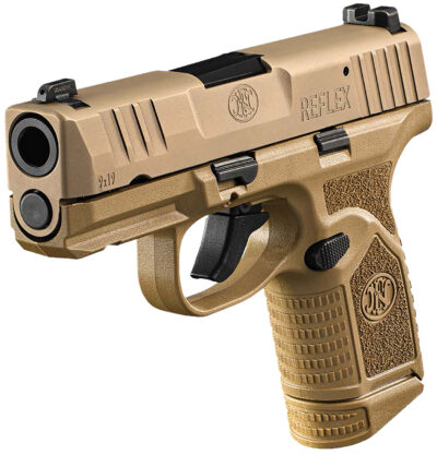 FN 66101421 Reflex  9mm Luger 10+1 3.30″ Micro-Compact Frame Flat Dark Earth PVD Serrated Steel Slide w/Picatinny Rail Stippled Grip Ambidextrous