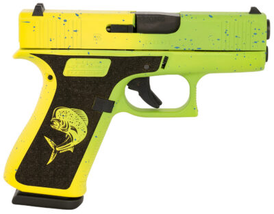 Glock PX4350204MAHIWG G43X  Sub-Compact Frame 9mm Luger 10+1 3.41″ Black GMB Barrel, Mahi Cerakote Serrated Steel Slide, Mahi Polymer Frame w/Beavertail & Front Rail, Black Textured Grip, Ambidextrous
