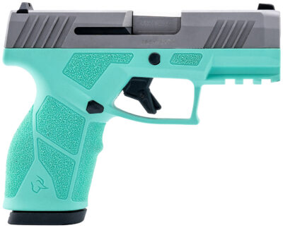 Taurus 1-GX2939C-10 GX2  9mm Luger 10+1 3.37″ Matte Stainless Steel Barrel, Matte Serrated Stainless Steel Slide, Cyan Polymer Frame w/Picatinny Rail, Polymer Grip