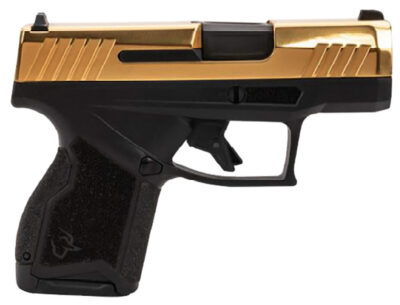 Taurus 1-GX4M931-10G GX4  Micro-Compact Frame 9mm Luger 10+1 3.06″ Satin Black DLC Stainless Steel Barrel, Gold PVD Serrated Alloy Steel Slide,  Matte Black Stainless Steel Frame, Textured Grip