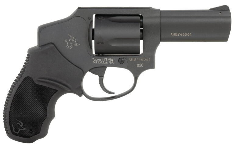 Taurus 2-850131 850  Small 38 Special 5 Shot 3" Matte Black Alloy Steel Barrel, Cylinder & Frame, Black Rubber Grip, Transfer Bar Safety, Concealed Hammer