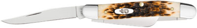 Case 00042 Stockman  Medium 2.57″/1.88″/1.71″ Folding Clip Point/Sheepsfoot/Spey Plain Mirror Polished Tru-Sharp SS Blade Peach Seed Jigged Amber Bone Handle