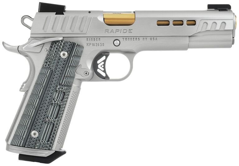Kimber Mfg.,inc 3000420CA Raptor Dawn (CA) (MA) 9mm 9+1 5" KimPro Silver Front and Rear Serrations Stainless Steel Slide Gray/black Rapide G10 Grip