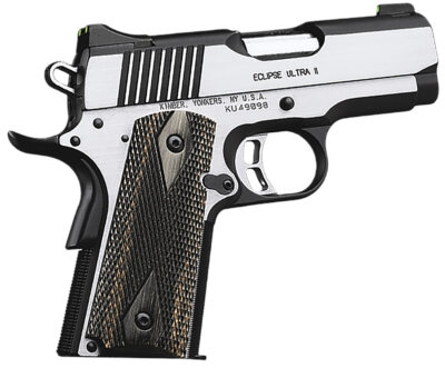 Kimber Mfg.,inc 3200042CA Eclipse Ultra II (CA) 45 ACP 7+1 3″ Stainless Steel Slide Brush Polished Front Strap Checkering Laminated Gray/Black Double Diamond Grip