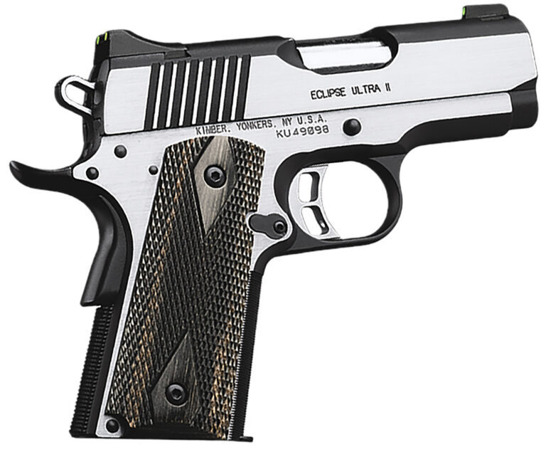 Kimber Mfg.,inc 3200042CA Eclipse Ultra II (CA) 45 ACP 7+1 3" Stainless Steel Slide Brush Polished Front Strap Checkering Laminated Gray/Black Double Diamond Grip