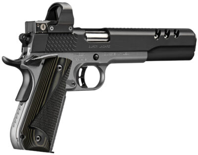 Kimber Mfg, Inc 3000278 Super Jagare w/Optic 10mm Auto 8+1 6″ Stainless Match Grade Barrel, Diamond Carbon Coating Ported/Serrated Stainless Steel Slide, Kimpro II Gray Micarta Grip, Delta Pro Red Dot