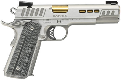 Kimber Mfg.,inc 3000420 Rapide Dawn 9mm Luger 9+1 5″ Gold TiN Stainless Steel Barrel, Lightening Cut/Serrated Stainless Steel Slide, Stainless Steel Frame w/Beavertail, Black & Gray G10 Grip