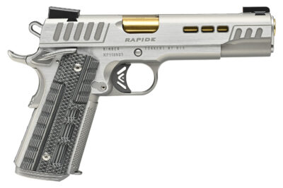 Kimber Mfg.,inc 3000423 Rapide Dawn 45 ACP 8+1 5″ Gold TiN Stainless Steel Barrel, Lightening Cut/Serrated Stainless Steel Slide, Stainless Steel Frame w/Beavertail, Black & Gray G10 Grip