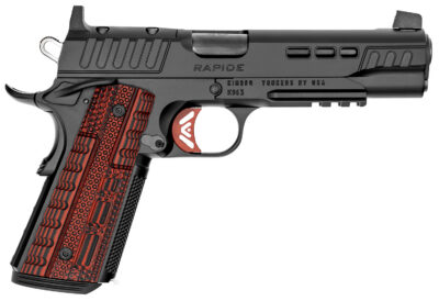 Kimber Mfg.,inc 3000453 Rapide Heat 9mm Luger 9+1 5.50″ Black DLC Steel Barrel, KimPro II Black Lightening Cut/Optic Ready/Serrated Steel Slide, Kimpro II Black Steel Frame w/Beavertail, Red G10 Grip