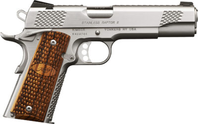 Kimber Mfg, Inc 3200181 Raptor II Ultra 45 ACP 8+1 5″ Stainless Match Grade Barrel, Matte Black Serrated Steel Slide, Matte Black Aluminum Frame w/Beavertail, Zebrawood Grip