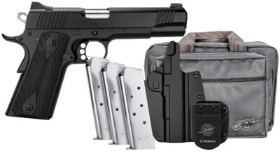 Kimber Mfg.,inc 3700812 Custom LW Club Bundle 45ACP 7+1 5″ Front Serrations Stainless Slide KimPro Black F/S Rubber Grip