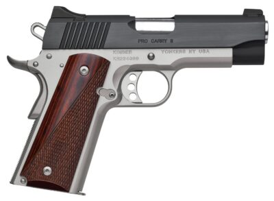 Kimber Mfg, Inc 3200333 Pro Carry II  9mm Luger 9+1 4″ Stainless Match Grade Barrel, Matte Black Brushed Serrated Steel Slide, Satin Silver Aluminum Frame w/Beavertail, Rosewood Grip