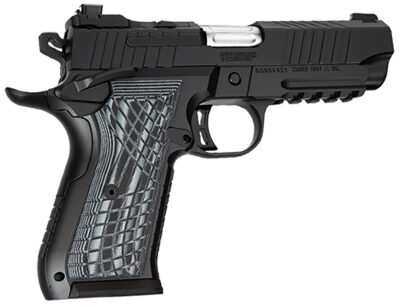 Kimber Mfg.,inc 3100017 KDS9C  9mm 10+1 4.09″ KimPro Black Front and Rear Serrations Stainless Steel Slide Black Gray and Black Crosshatch Cut G-10 Grip