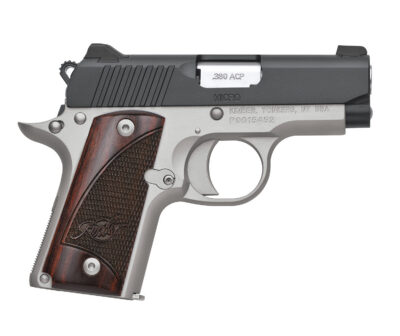 Kimber Mfg.,inc 3300206 Micro Two-Tone NS 380 ACP 7+1 2.75″ Matte Black  Stainless Steel Slide Brush Polished Checkered Rosewood Grip