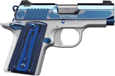Kimber Mfg.,inc 3300111 Micro 9 Sapphire 9mm 6+1 3.15″ Polished Bright Blue PVD Coating Stainless Steel Slide G-10 Grip