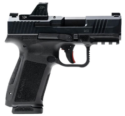 Canik HG7882VN Mete MC9L w/Optic 17+1 9mm Luger Black Sub-Compact Frame 3.18″ Steel Barrel Black, Nitride Serrated Steel Slide, Black Polymer Frame w/Picatinny Rail, MeCanik MO1 Red Dot