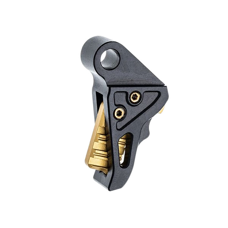 I.T.T.S TRIGGER W/SAFETY SHOE FOR SPRINGFIELD® HELLCAT/PRO ITTS TRIGGER FOR SPRINGFIELD HELLCAT BLACK W/GOLD HARDWARE