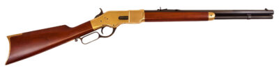 Cimarron CA221 1866 Yellowboy Short 38 Special 10+1 20″ Blued Octagon Barrel, Brass Receiver, Fixed Walnut Stock