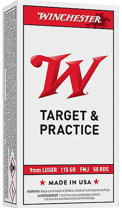WINCHESTER USA 9MM 115GR FMJ 50RD BX 500RD CASE