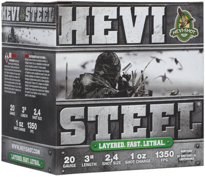 HEVI-Shot HS62024 HEVI-Steel Waterfowl 20Gauge 3″ 1oz 2/4Shot 25 Per Box/10 Case