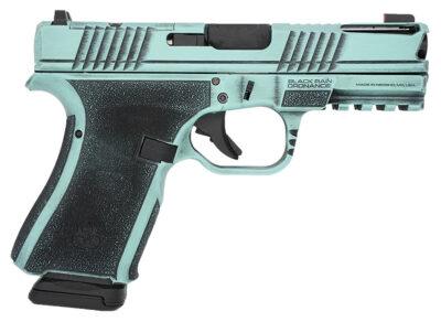 Black Rain Frontline+ 9mm 4″ Robins Egg Blue Battleworn