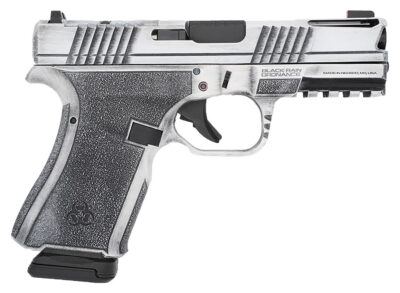 BLACK RAIN ORDNANCE 4” 9MM FRONTLINE+ HANDGUN-BRIGHT WHITE BATTLEWORN