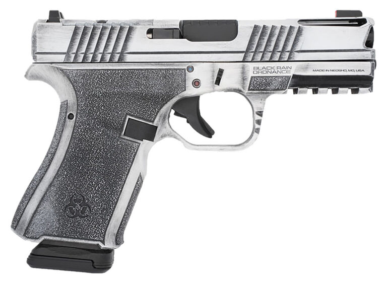 BLACK RAIN ORDNANCE 4'' 9MM FRONTLINE+ HANDGUN-BRIGHT WHITE BATTLEWORN