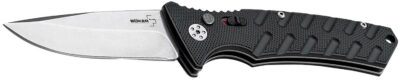 Boker 01BO457 Plus Strike Auto Pocket 3.35″ Drop Point Plain Black D2 Steel Blade Aluminum Handle