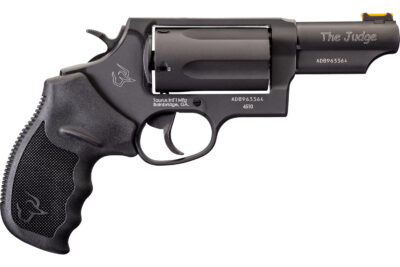 Taurus 2-441031T Judge  Compact 45 Colt (Long Colt)/410 Bore 5 Shot 3″ Matte Black Oxide Alloy Steel Barrel, Cylinder & Frame, Black Rubber Grip, Transfer Bar Safety, Exposed Hammer