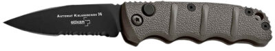 Boker 01KALS96  Kalashnikov 2.52″ Drop Point Plain/Serrated Black D2 Steel Blade Gray Aluminum Handle
