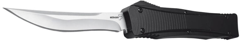 Boker 06EX243 3.35" Plain D2 Steel Blade Black Aluminum Handle