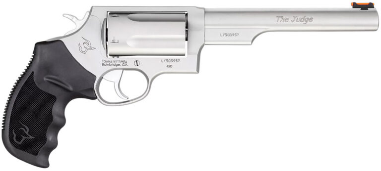 Taurus 2-441069T Judge  Compact 45 Colt (Long Colt)/410 Bore 5 Shot 6.50" Matte Stainless Steel Barrel, Cylinder & Frame, Black Ribber Grip, Transfer Bar Safety, Exposed Hammer