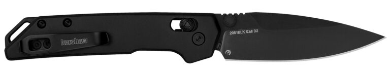 Kershaw 2051BLK Mini Iridium DuraLock KVT Folding Knife 3" D2 Black Oxide Spear Point Blade, Black Aluminum Handles, Reversible Clip, AXIS/Crossbar Lock
