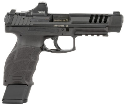 HK 81000877 VP9L SCS 9mm Luger 20+1 5″ Black Polygonal Rifled Barrel, Long/Lightening Cuts/Optic Cut SCS Steel Slide, Polymer Frame w/Picatinny Rail, Black Interchangeable Backstrap Grip