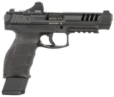 HK 81001159 VP9L SCS 9mm Luger 15+1 5″ Black Polygonal Rifled Barrel, Long/Lightening Cuts/Optic Cut SCS Steel Slide, Polymer Frame w/Picatinny Rail, Black Interchangeable Backstrap Grip