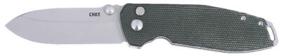 CRKT 2495GR SQUID XM 2.95″ Folding Plain Stonewashed D2 Steel Blade, Green Micarta Handle