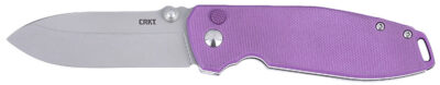 CRKT 2495P SQUID XM 2.95″ Folding Plain Stonewashed 14C28N Steel Blade, Purple G10 Handle