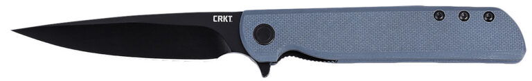 CRKT 3801KN LCK + 3.38" Folding Plain Black Oxide 14C28N Steel Blade, Gray Textured G10 Handle