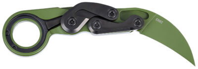 CRKT 4040BG Provoke  2.41″ Folding Karambit Plain Bright Green Cerakote D2 Steel, Blade Bright Green Cerakote Aluminum Handle