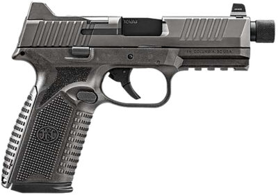 FN 66-101952 510 Tactical 10mm 22+1 4.71″ Black Steel Threaded Barrel, Gray PVD Optic Cut/Serrated Stainless Steel Slide & Polymer Frame w/Picatinny Rail, Interchangeable Backstrap Grip