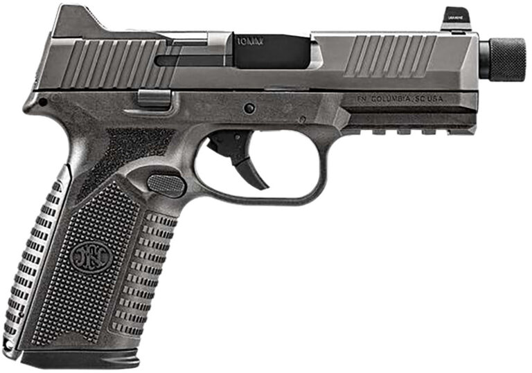 FN 66-101950 510 Tactical 10mm 10+1 4.71" Black Steel Threaded Barrel, Gray PVD Optic Cut/Serrated Stainless Steel Slide & Polymer Frame w/Picatinny Rail, Interchangeable Backstrap Grip
