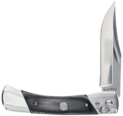Uncle Henry 1222013 Bear Paw  3.80″ Folding Plain 7Cr17MoV SS Blade, Black/SS Wood Laminate Handle