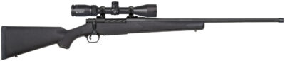 Mossberg 28249 Patriot w/Optic 7mm PRC 3+1 24″ Matte Blued Threaded Barrel, Matte Blued Drilled & Tapped Receiver, Fixed Black Synthetic Stock, Vortex Crossfire II 3-9x40mm